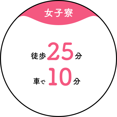 【女子寮】徒歩25分/車で10分